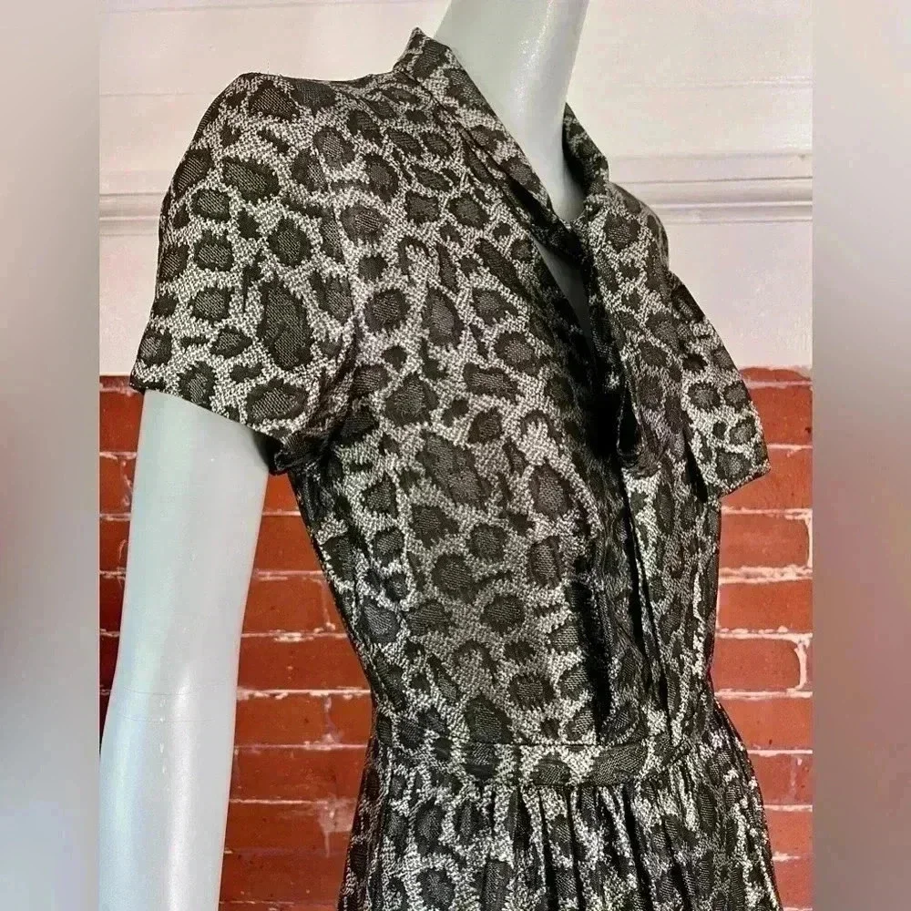 & Other Stories Silk Blend Metallic Anomal Print Mini Cocktail Dress Size 6 - Picture 9 of 16